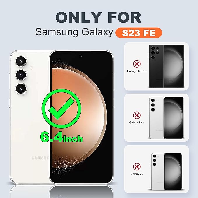 Designed for Samsung Galaxy S23 FE Case with Magnetic Ring Stand [Compatible with Mag-Safe][Military Grade Drop Protection][Build in Kickstand] Shockproof S23 FE Phone Case 6.4",Black