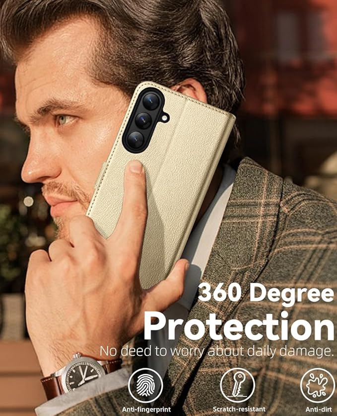 OCASE Compatible with Galaxy S25 Plus Wallet Case, PU Leather Flip Folio Case with Card Holders RFID Blocking Kickstand [Shockproof TPU Inner Shell] Protective Phone Cover 6.7 Inch 2025, Gold