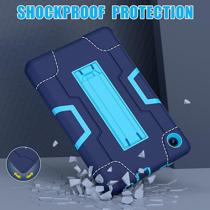 Bingcok Heavy Duty Rugged Case for TCL Tab 8 LE (2023/2022) - Full-Body Shockproof Drop Protection - Navy+Blue