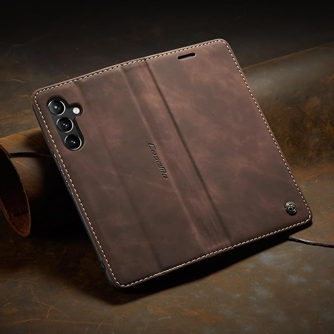 for Samsung Galaxy A54 5G Case, Flip Wallet Leather Case with Card Holder Magnetic Closure Shockproof Kickstand Protective Phone Cases Cover for Galaxy A54 6.4 Inch,Coffee