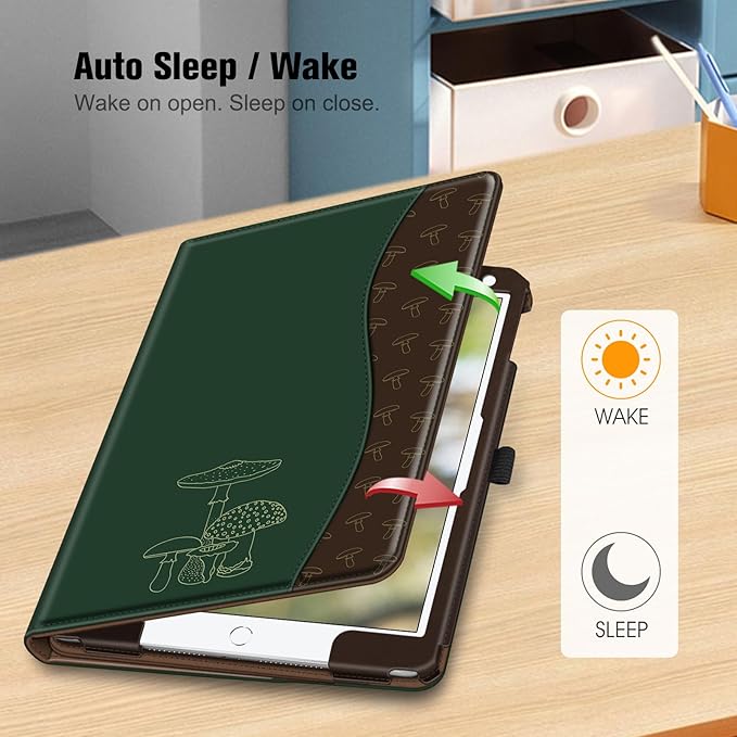 Fintie Case for iPad 9th / 8th / 7th Generation (2021/2020/2019) 10.2 Inch - [Corner Protection] Multi-Angle Viewing Stand Cover with Pocket & Pencil Holder, Auto Sleep Wake, Mushroom