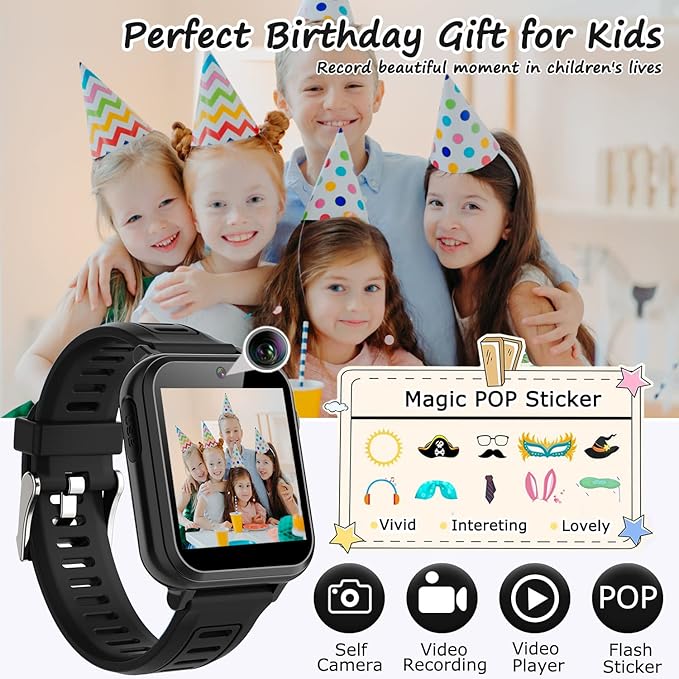 Smart Watch for Kids with 24 Games, HD Touch Screen, Video Camera, Music Player, Pedometer, Flashlight, Alarm Clock - 12/24 hr Kids Watches for Boys & Girls Aged 5-12