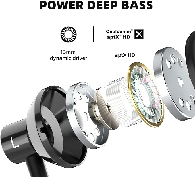 SoundMAGIC S20BT Neckband Bluetooth Headphones Wireless Earphones HiFi Stereo in Ear Headset with Microphone Lightweight Sports Earbuds Long Playtime Stable Connection Black