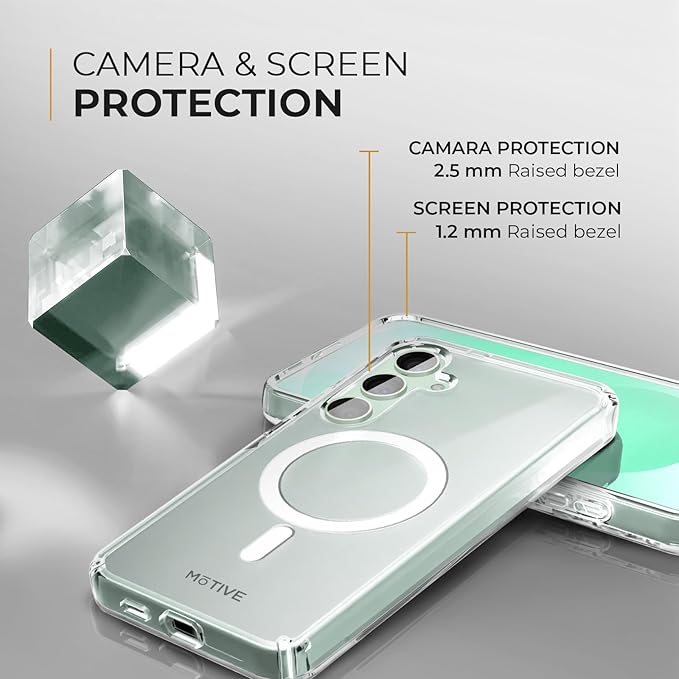 MOTIVE Designed for Samsung Galaxy s25 Plus Case with Belt Clip, Clear Case Magnetic Compatible with MagSafe, Slim Cover, Drop Tested s25 Plus Holster Case 6.7” | Clear [Fits s24 Plus]