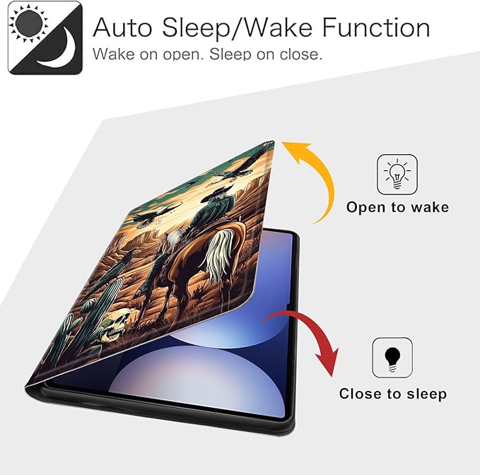 Case for Samsung Galaxy Tab S10 Ultra/Galaxy Tab S9/S8 Ultra 14.6-Inch, Slim PU Leather Stand Cover with Auto Wake/Sleep, Multi-Angle Viewing & Shockproof, Cowboy on Horseback