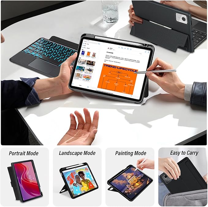 Backlit Touchpad Keyboard Case for Lenovo Tab M11 2024 11 Inch, Backlight Multi-Angle Kickstand,Portrait/Landscape Stand Detachable Magnetic Cover Case for Lenovo Tab M11 11” 2024(TB330FU/TB330XU)