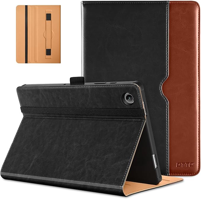 DTTO for Samsung Galaxy Tab A9 Plus 11 inch Case 2023, Premium Leather Business Folio Stand Cover with Hand Strap for Galaxy Tab A9+ 11'' 2023 Model (SM-X210/X216/X218) - Auto Wake/Sleep, Black Brown