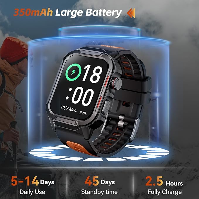 Smart Watches for Men (Answer/Make Calls), 1.96" Fitness Smart Watch with Heart Rate/Blood Oxygen/Sleep Monitor/100+ Sport Modes, 3ATM Waterproof Smartwatch Mens Watches for Android and iPhone