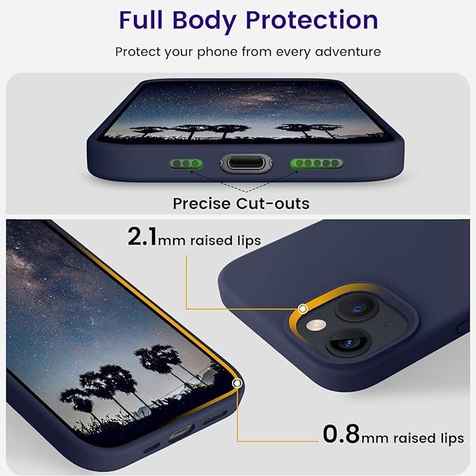 OTOFLY Designed for iPhone 14 Case, Silicone Shockproof Slim Thin Phone Case for iPhone 14 6.1 inch (Midnight Blue)