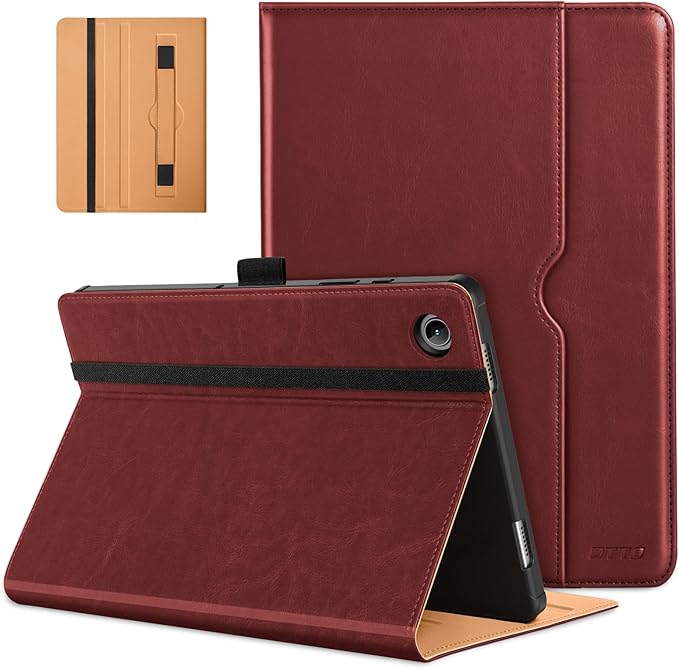 DTTO for Samsung Galaxy Tab A9 Plus 11 inch Case 2023, Premium Leather Business Folio Stand Cover with Hand Strap for Galaxy Tab A9+ 11'' 2023 Model (SM-X210/X216/X218) - Auto Wake/Sleep, Burgundy Red