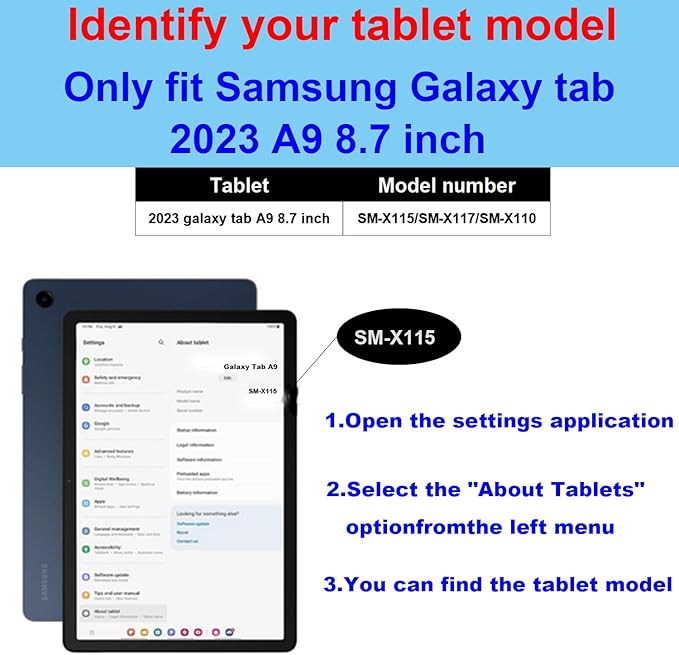 for Samsung Galaxy Tab A9 8.7 inch Case with S Pen Holder 2023 Model(SM-X110/X115/X117) Genuine Leather Cover Protective Shell.Brown