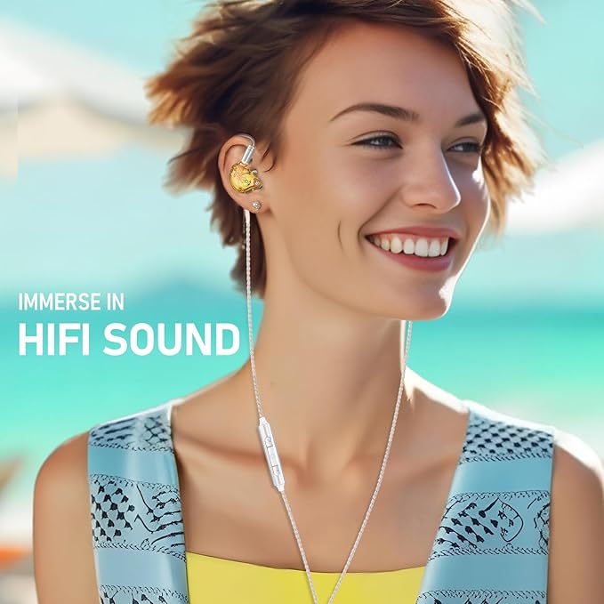 Vibes 202ML Wired Earbuds - HiFi in Ear Headphones - Noise-Isolating Ear Buds w/ Mic - Clear Sound, Deep Bass, Comfort-Fit Earphones - MMCX–Lightning for iPhone 5–14, Silver Plated Cord, Carrying Case