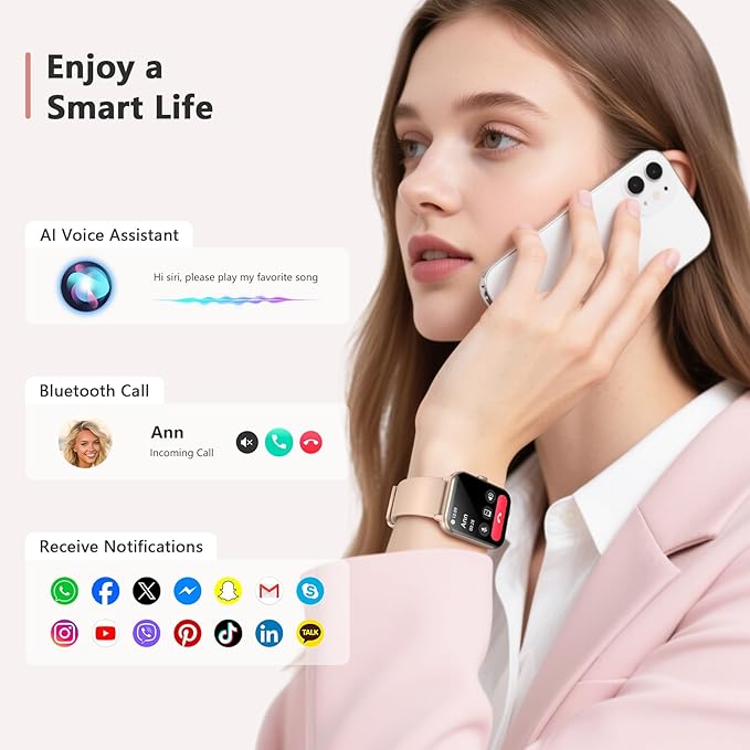 Blackview 2025 Fitness Tracker (Answer/Make Calls), Smart Watch for Men and Women with Heart Rate/SpO2/Sleep Monitor/2 Straps, 100+ Sports Modes, IP68 Waterproof Activity Tracker for Android/iPhone