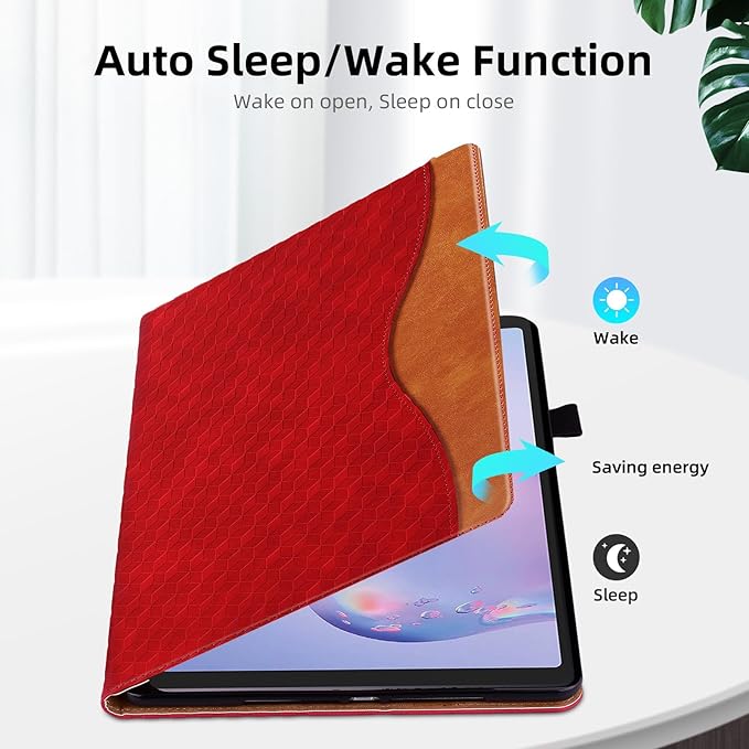 Case for Samsung Galaxy Tab A 8.4 2020 Model SM-T307 Multi-Angle Stand Folio Cover PU Leather with Card Pocket Tab T307 Case,Red