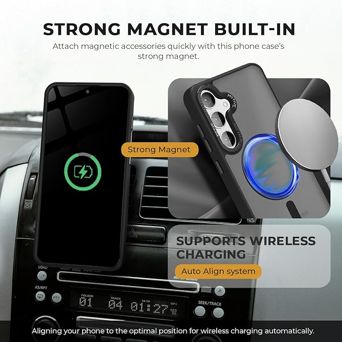 MOTIVE Compatible with Samsung Galaxy s25 Plus case Belt Clip, [Military Grade] with Screen Protector, Translucent Matte Samsung s25 Plus case Clip 6.7” | Black [Fits s24 Plus]