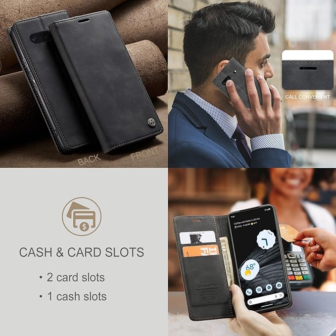 for Google Pixel 7 Case, Flip Wallet Leather Case with Card Holder Magnetic Closure Shockproof Kickstand Protective Phone Cases Cover for Google Pixel 7,Black