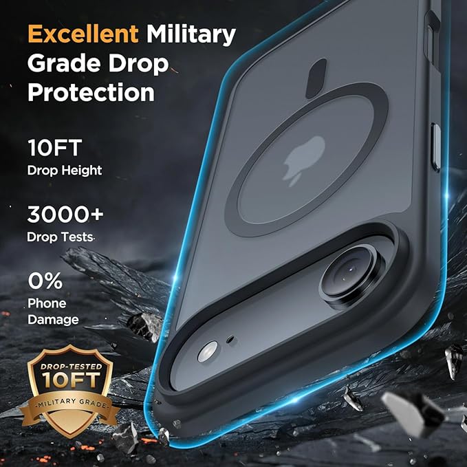 Miracase Magnetic for iPhone Air Case 2025 with Screen Protector(Compatible with MagSafe), Slim Thin Translucent Matte Military-Grade Protected Phone Cover for iPhone 17 Air 6.5"Armbands, Space Black