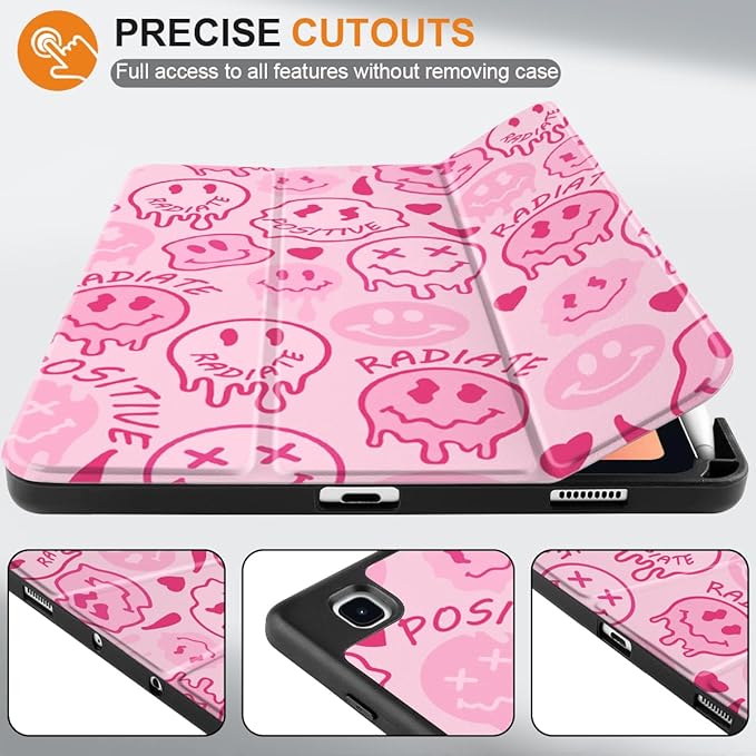 DONGKE Case for Samsung Galaxy Tab S6 Lite 10.4 Inch 2024/2022/2020, Trifold Stand + S Pen Holder + Auto Wake/Sleep + Soft TPU Protective Stand Back Cover, Melting Faces