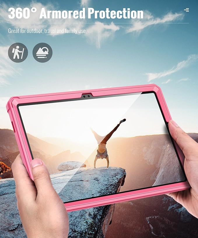 MoKo Case Fit Galaxy Tab A9 Plus 11-Inch 2023 (SM-X210/X216/X218), Shockproof Full Body Rugged Stand Back Cover Built-in Screen Protector Fit Galaxy Tab A9+ 11" 2023, Conch Shell