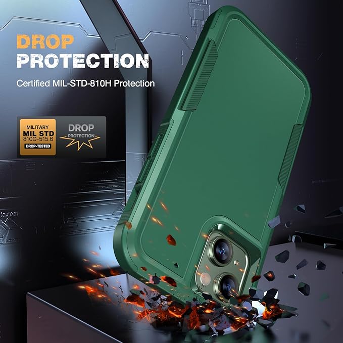 Diaclara Designed for iPhone 13 Case, [with Privacy Screen Protector] [Anti Spy] [Military Grade Drop Protection] Heavy Duty Full-Body Shockproof Phone Case, Green