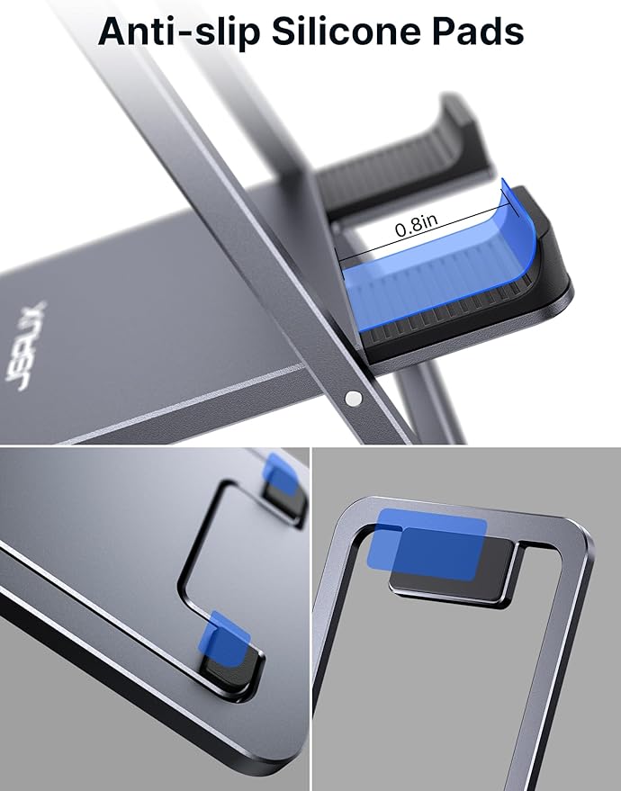 JSAUX Universal Tablet Stand, Portable Foldable Tablet Holder for Desk Compatible with iPad mini/Air, Samsung Galaxy Tab, Kindle Fire, Steam Deck, Switch 2, ROG Ally, iPhone and Other Tablets-Gray