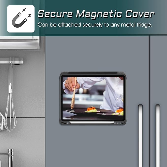 CaseBot Magnetic Stand Case for iPad Pro 11-inch (4th / 3rd Generation) 2022/2021 - Multiple Angles Shockproof Soft TPU Cover w/Pencil Holder, Also Fit iPad Pro 11" 2nd /1st Gen, Black