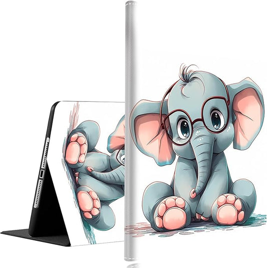 Case for Samsung Galaxy Tab A9 Plus 11 inch 2023，Slim Fit Foldable Standing Cover Case with Auto Sleep/Wake for Galaxy Tab A9+ 11’2023 (SM-X210/X216/X218)，Cute Elephant