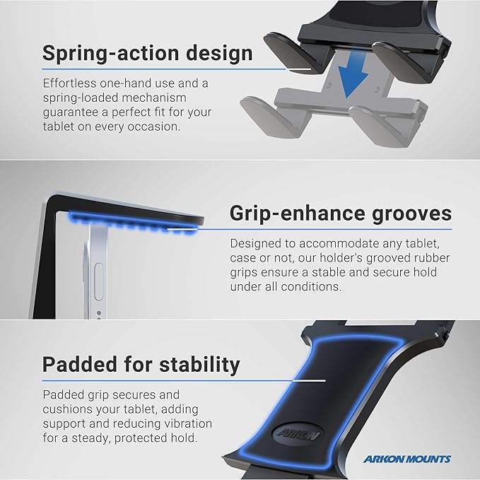 ARKON Mounts - Heavy Duty Tablet Holder with Clamp Mount and 12-Inch Bendable Gooseneck Arm | Versatile Tablet Stand with Easy Install & Durable Support | Securely fits iPad, Galaxy, Note, and more