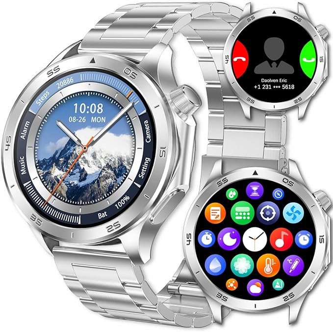 Smart Watch for Men, GPS Sports Mens Smartwatch, 1.53" HD Screen IP67 Waterproof, Answer/Make Call, Heart Rate Monitor, Sleep Tracking, Fitness Tracker, Compatible for Android iOS (Silver X2Max)