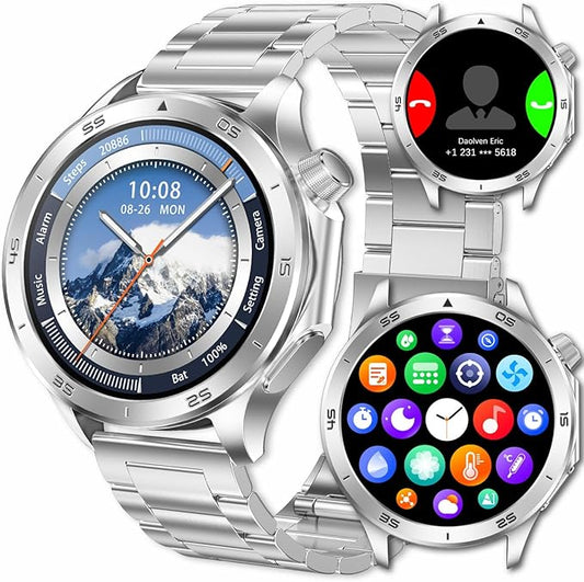 Smart Watch for Men, GPS Sports Mens Smartwatch, 1.53" HD Screen IP67 Waterproof, Answer/Make Call, Heart Rate Monitor, Sleep Tracking, Fitness Tracker, Compatible for Android iOS (Silver X2Max)