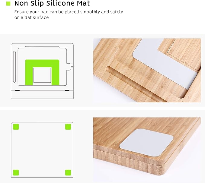 ELETIUO Tablet Desktop Stand Height Adjustable,Foldable Bamboo Drawing Ipad Holder,Multi-Angle Portable Stand Organizer,Compatible with 12.9 inch ipad pro 3rd/4th Gen