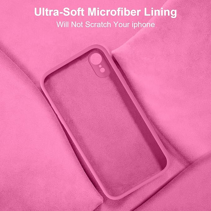 Vooii Compatible with iPhone XR Case, Upgraded Liquid Silicone with [Flat Edges] [Camera Protection] [Soft Anti-Scratch Microfiber Lining] Phone Case for iPhone 10 XR 6.1 inch - Pitaya