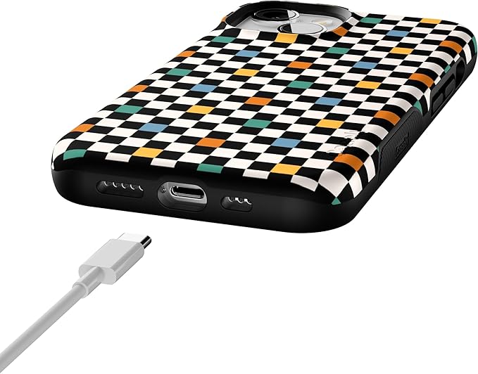 Casely iPhone 14 Case | Old Skool | Retro Checkerboard | Compatible with MagSafe | Bold Protective Design
