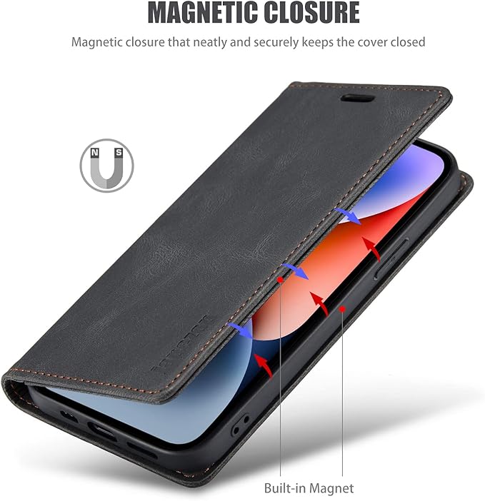 japezop iPhone 14 Case, iPhone 14 Wallet Case with [RFID Blocking] Card Holder Kickstand Magnetic,Leather Flip Case Wallet for iPhone 14 5G 6.1 Inch (Black)