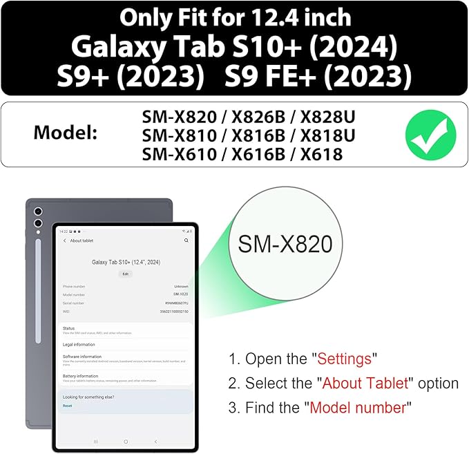 SEYMAC Case for Samsung Galaxy Tab S10+ Plus 2024/ S9 FE+ Plus/ S9+ Plus 12.4" 2023, Heavy Duty Shockproof Protective Case with Screen Protector, Stand, Hand/Shoulder Strap and Pen Holder, Black