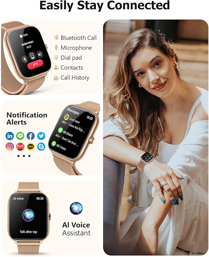 2025 Smart Watches for Women with Blood Pressure Monitor, 2.06" AMOLED Display, IP68 Waterproof Fitness Tracker, 118 Sports Modes, Heart Rate/SpO2/Sleep Monitor, Compatible with Android iPhone