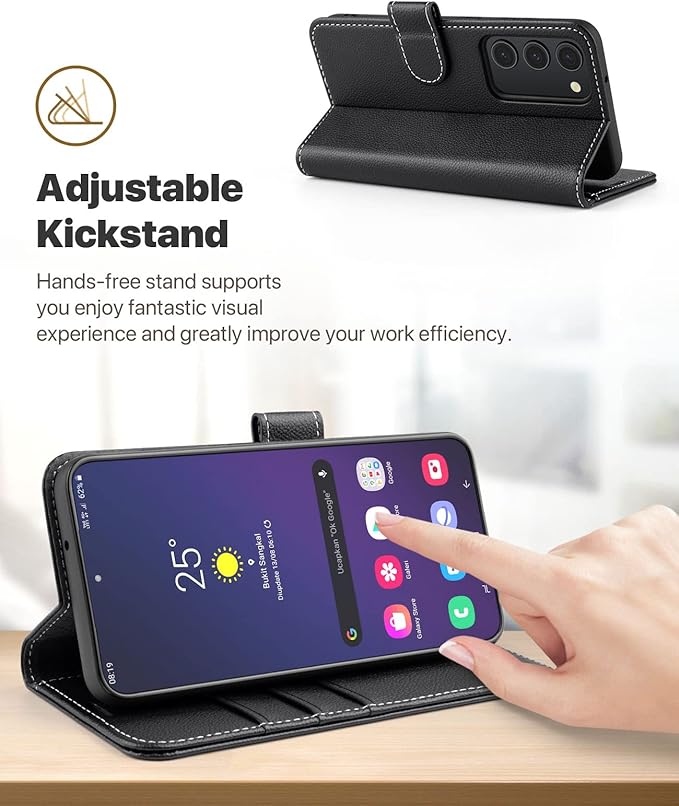 OCASE Compatible with Galaxy S23 5G Wallet Case, PU Leather Flip Folio Case with Card Holders RFID Blocking Kickstand [Shockproof TPU Inner Shell] Phone Cover 6.1 Inch (2023)-Litchi Black