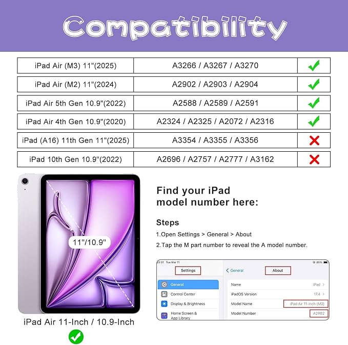 DreamerX for iPad Air 11 Inch Case M3(2025) / M2(2024), iPad Air 5th Generation 2022/Air 4th Gen 2020 10.9 Inch Cute Silicone Drop Protective Cover w/Pencil Holder Stand Carrying Strap for Kids, Rose