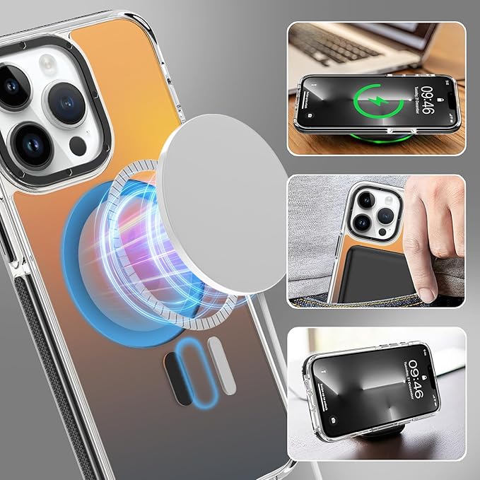 MOWIME Magnetic Case for iPhone 13 Pro Max [Compatible with Magsafe] [Cute Fashion Fluorescent Design] [1 Screen Protector] Slim Translucent Matte Case for iPhone 13 Pro Max 6.7" 2021, Black