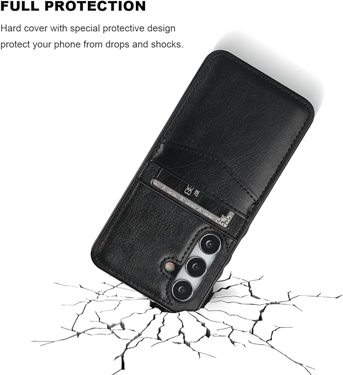 KIHUWEY for Samsung Galaxy S24 Case Wallet with Credit Card Holder, Flip Premium Leather Magnetic Clasp Kickstand Heavy Duty Protective Cover for Samsung Galaxy S24 6.2" (Black)