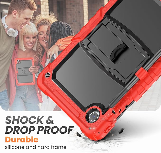 HXCASEAC Tablet Case for Lenovo Tab M11 (TB-330 FU/TB-330XU), Shockproof with Screen Protector/Built-in Stand/Pen Holder, Tab M11 Case for Kids / K11 LTE - Red