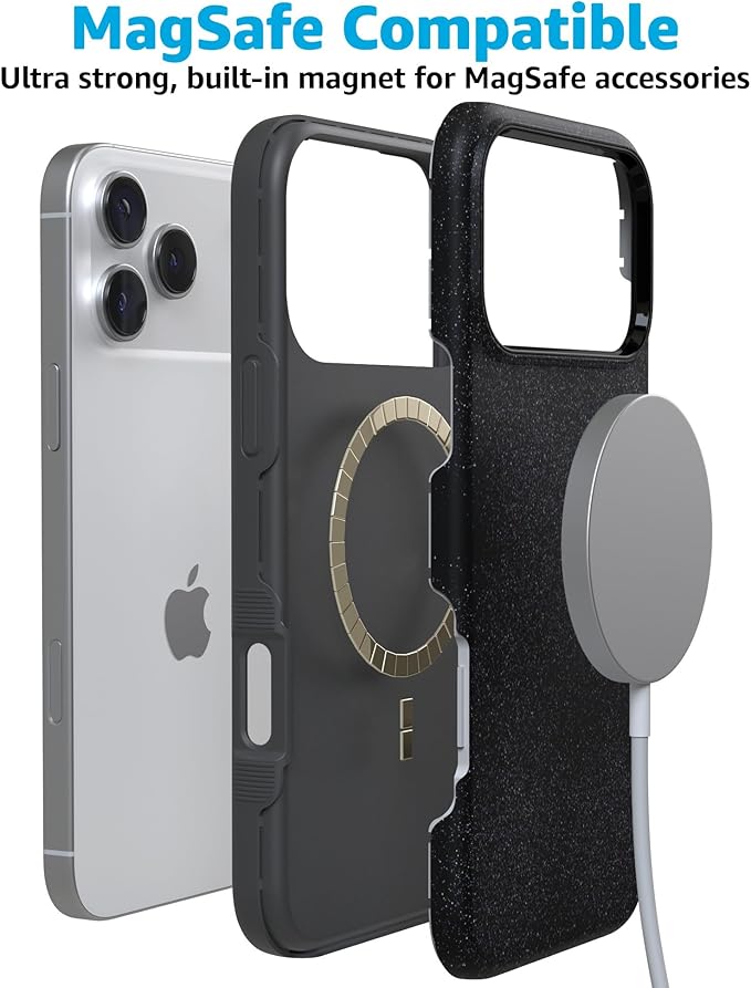 Casely iPhone 17 Pro Case | Midnight Onyx | Black Shimmer | Compatible with MagSafe | Bold Protective Design