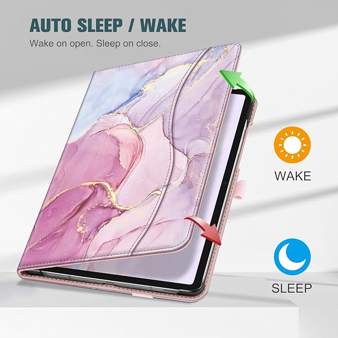 Fintie Case for Samsung Galaxy Tab S10 Lite/ S10 FE/ S9 FE 5G 10.9 Inch/Tab S9 11 Inch with S Pen Holder, Multi-Angle Viewing Protective Cover with Pocket, Auto Sleep/Wake, Dreamy Marble