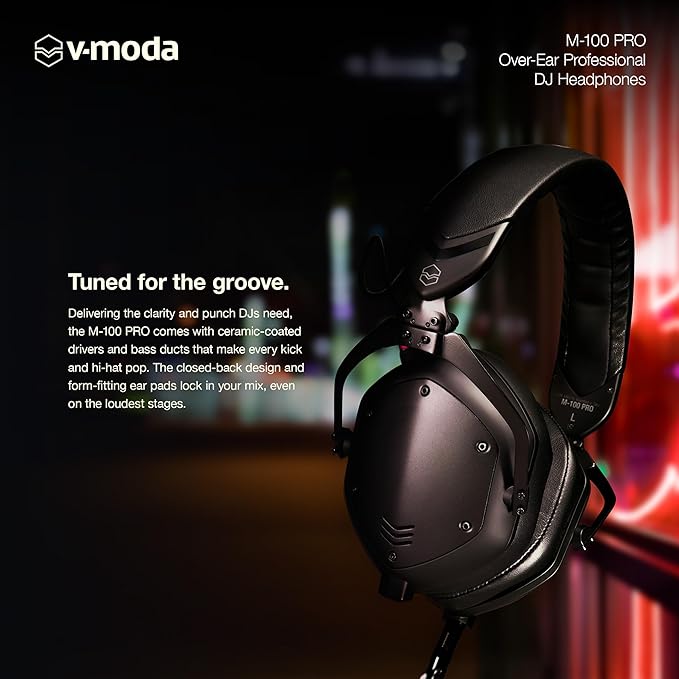 V-Moda M-100 PRO | Professional Over-Ear DJ Headphones | Built for Pro DJs & Beat-Driven Music | Superior Sound Isolation | One-Ear Listening | Long-Lasting Comfort | Durable Travel-Friendly Design