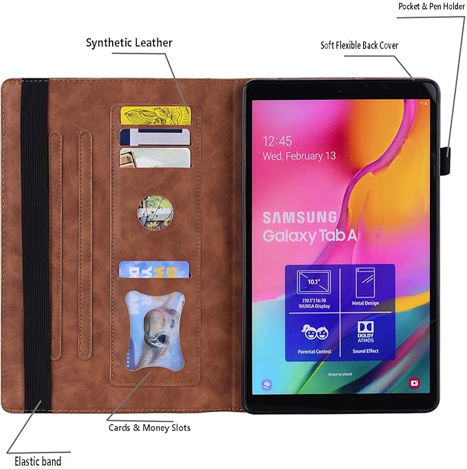 Lenovo Tab M8 / Tab M8 HD LTE/Smart Tab M8 / Tab M8 FHD Case 8.0 Inch Folio Stand Shell Cover Leather Card Holder Lenovo M8 TB-8505F TB-8505X TB-8505FS TB-8705F TB-8705N,Brown