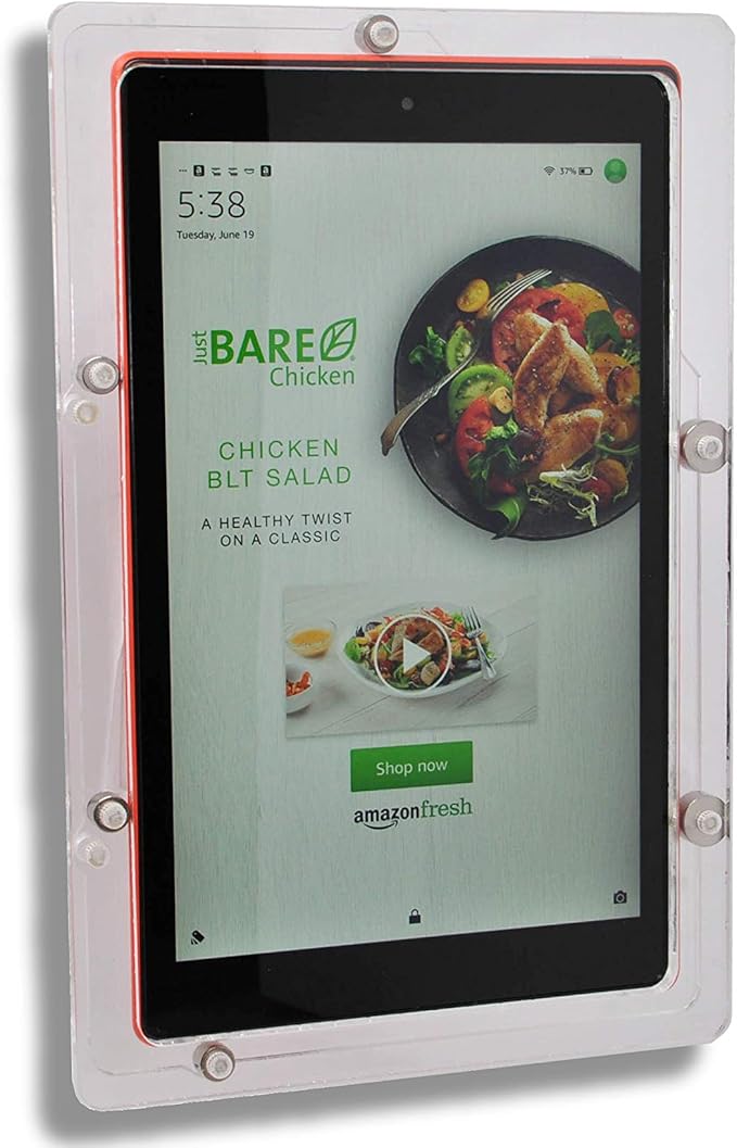 TABcare Security Anti-Theft Acrylic VESA Enclosure for Amazon Fire 7 2015 2017 2019 with Free Wall Mount Kit (Clear, Fire 7)