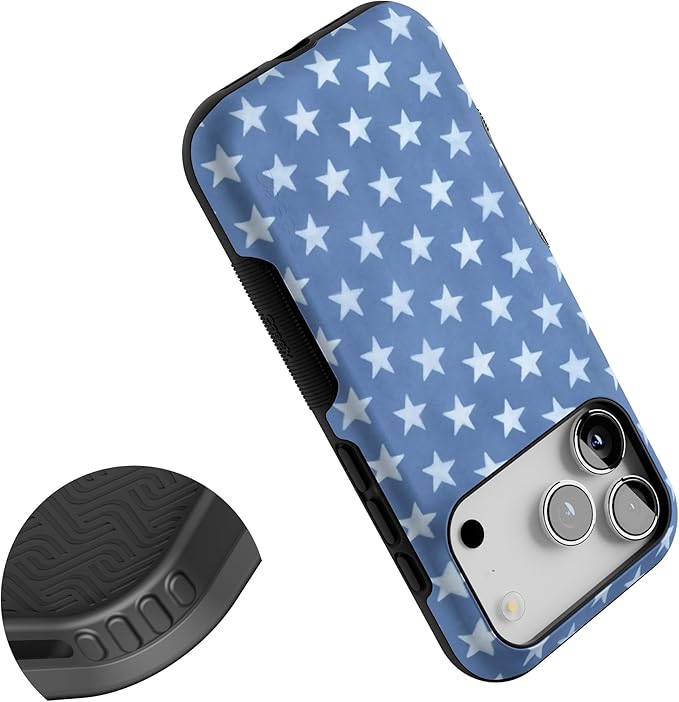 Casely iPhone 17 Pro Case | Coastal Blues | Denim Stars | Bold Protective Design | Compatible with MagSafe