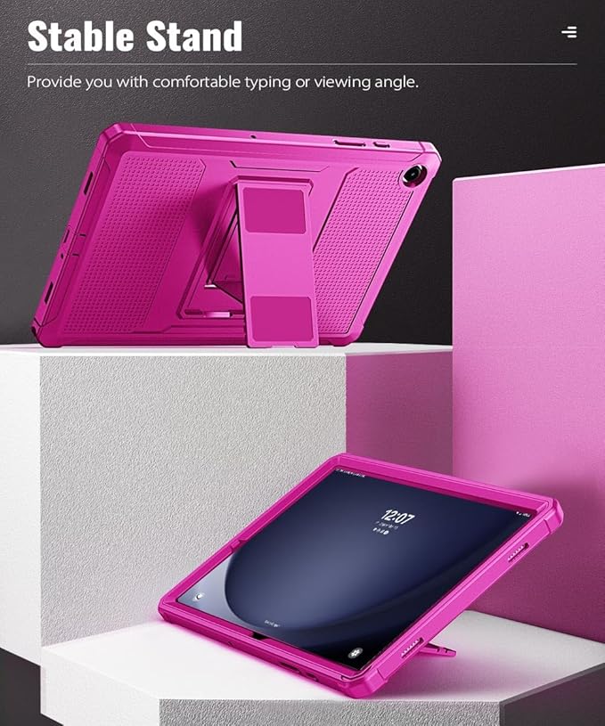 MoKo Case Fit Galaxy Tab A9 Plus 11-Inch 2023 (SM-X210/X216/X218), Shockproof Full Body Rugged Stand Back Cover Built-in Screen Protector Fit Galaxy Tab A9+ 11" 2023, Pitaya Red