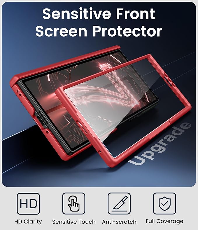 for Samsung Galaxy Z Fold 7 Case with Stand, Front Screen Protector, Hinge Protection, Slim & Rugged, Full Body Hard Cover, Drop Protective Phone Case for Samsung Z Fold 7 5g 2025, Vermilion Red