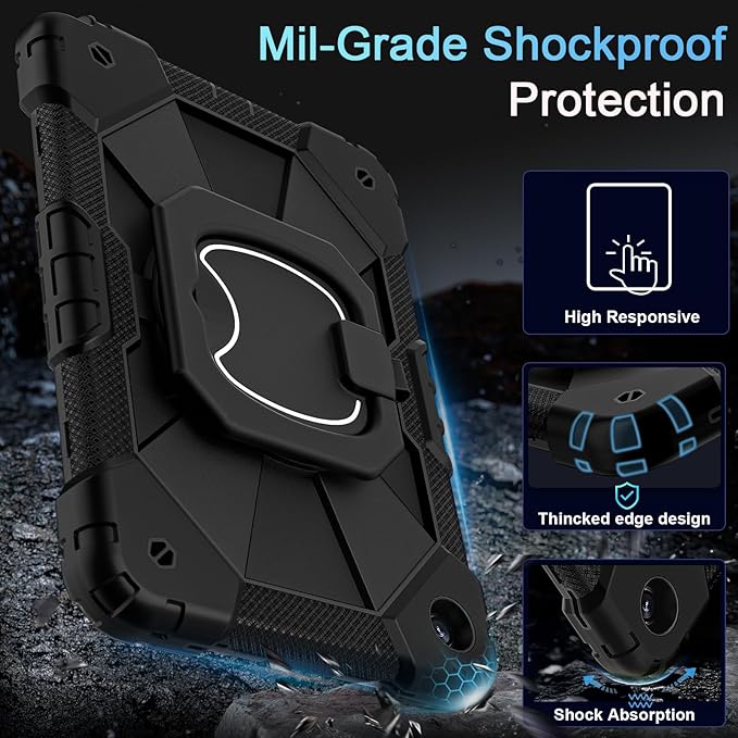 Case for Samsung Galaxy Tab A9+/A9 Plus 11 Inch (SM-X210/X216/X218) with Screen Protector/Rotating Stand/Pen Holder,Military Grade Shockproof Cover for Galaxy Tab A9 Plus Case